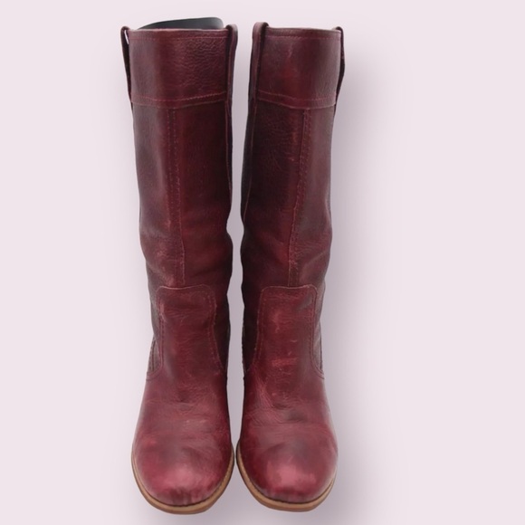 TIMBERLAND RUDSTON BURGUNDY LEATHER WATERPROOF MID CALF SIZE 7.5 - Picture 2 of 2